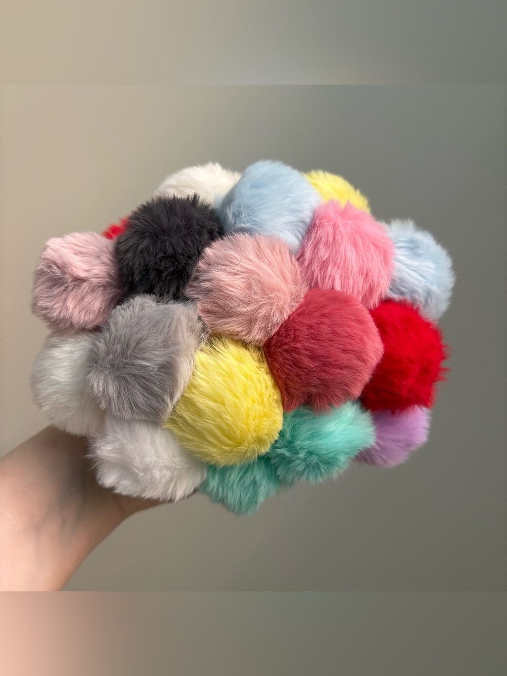 Fluffy Faux Fur Pom Pom Bag Charms - 10 CT
